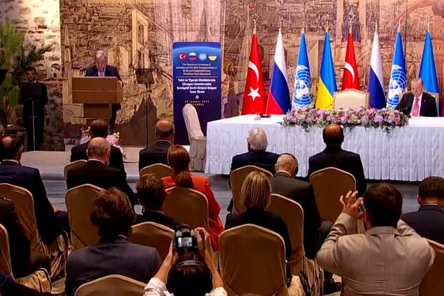 <p>The signing ceremony in Istanbul</p>