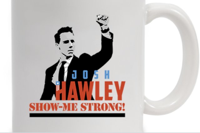 <p>Josh Hawley was dragged on Twitter after promoting sale of a ‘clenched fist’ mug</p>