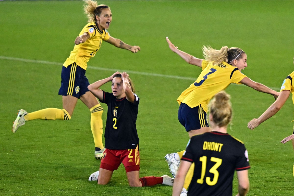 Dramatic injury-time winner fires Sweden past Belgium into Euro 2022 semi-final against England