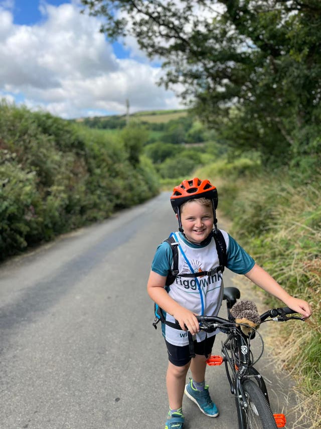 Harry Peksa ‘really loves’ hedgehogs and wants to raise money for them by cycling from Land’s End to John O Groat’s (Nick Peksa/PA)
