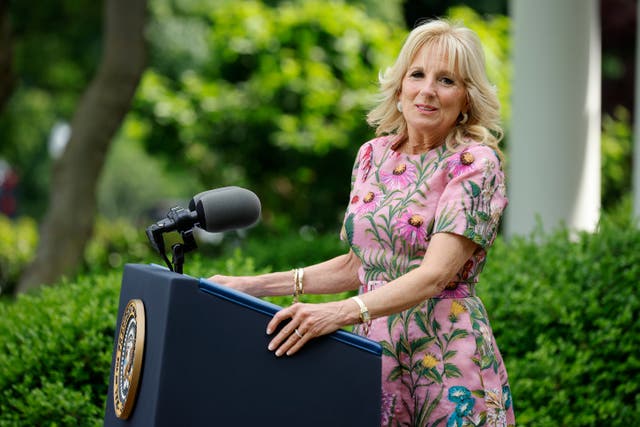 <p>File photo: First lady Jill Biden in the Rose Garden of the White House on 17 May in Washington, DC</p>