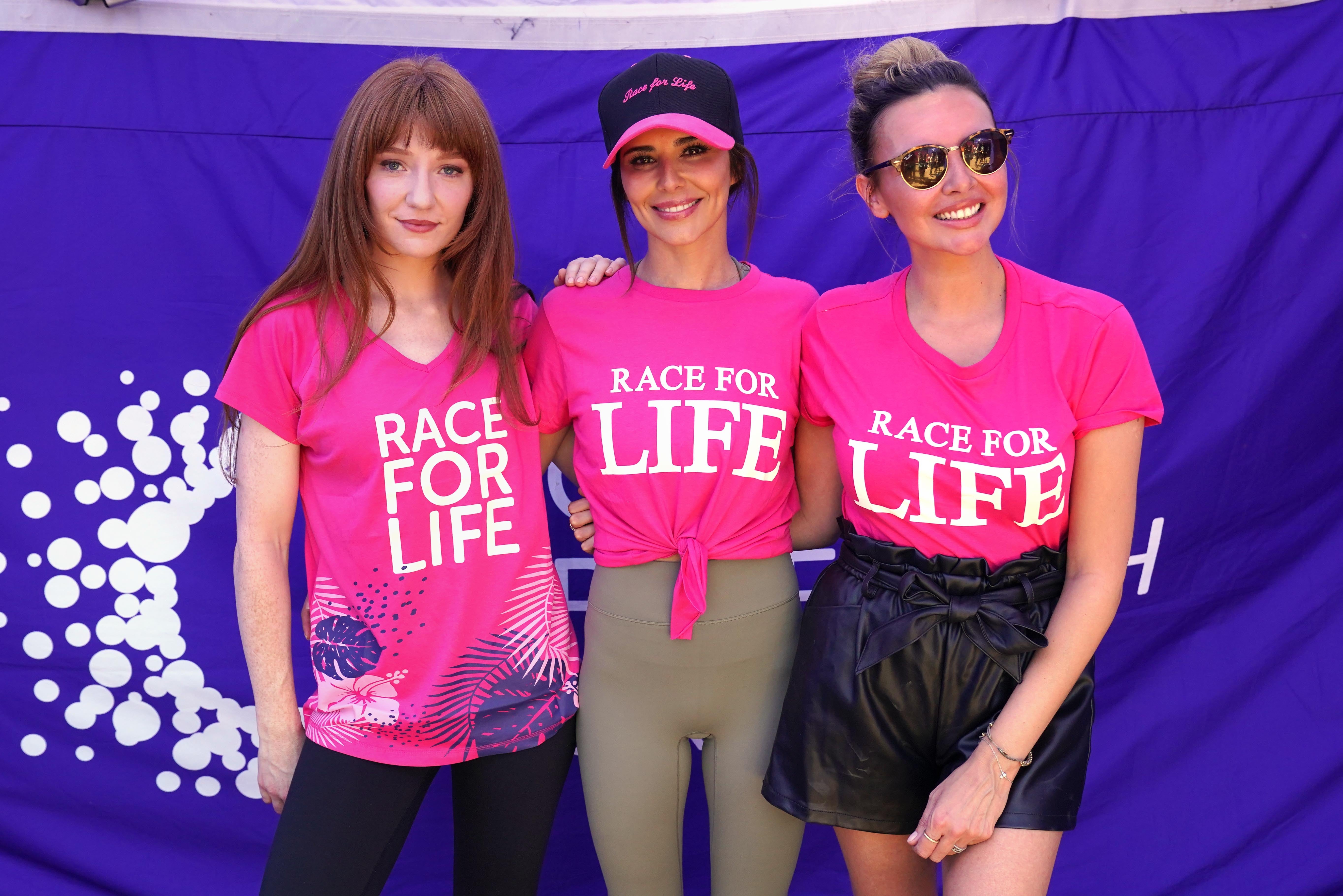 Former Girls Aloud band members Nicola Roberts, Cheryl and Nadine Coyle take part in Race for Life for Sarah at Hyde Park (Jonathan Brady/PA)