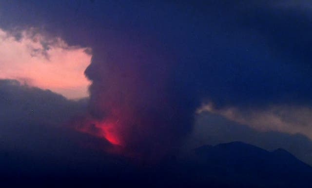 <p>A remote camera image shows an eruption of Sakurajima in Tarumizu</p>