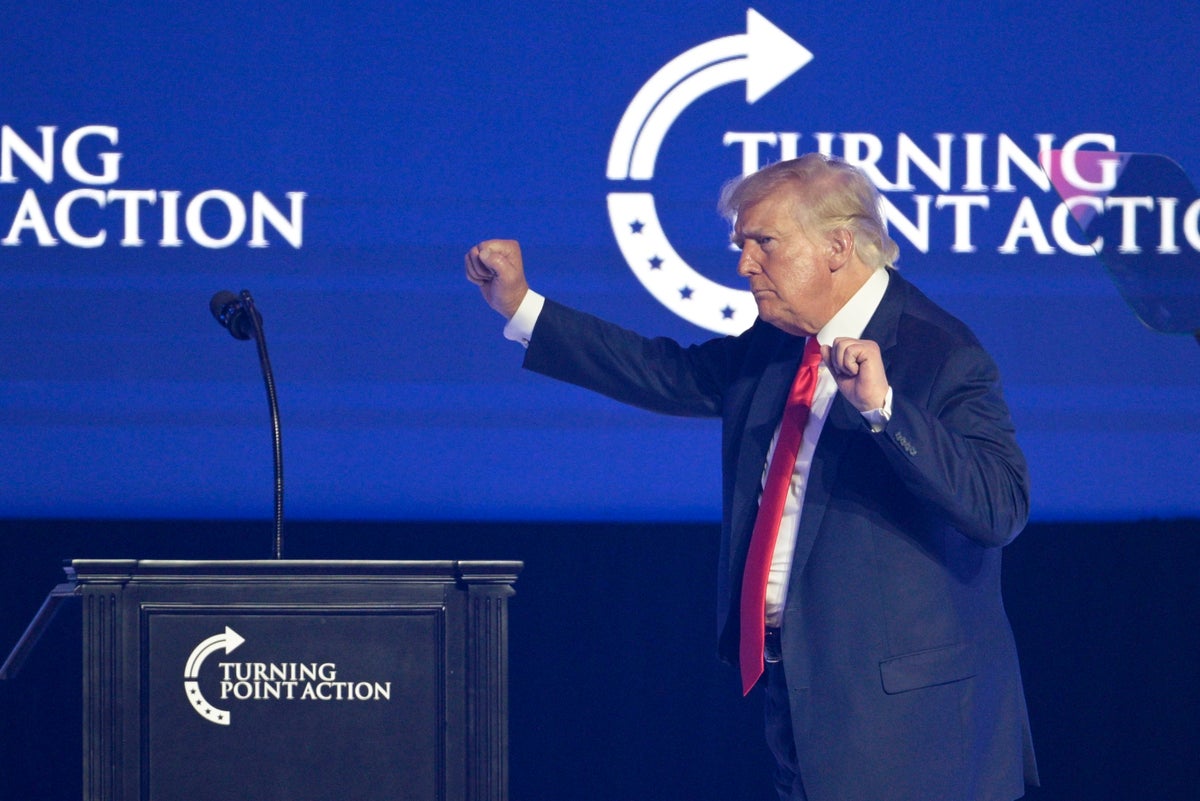 Trump news – live: Ex-president claims to be ‘most persecuted person’ in US history at TPUSA summit