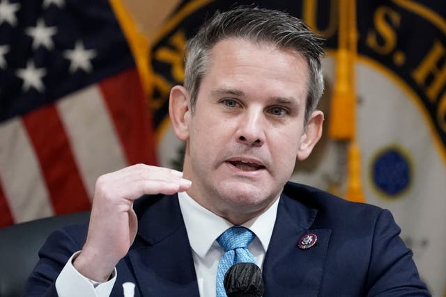 <p>Rep Adam Kinzinger at a meeting of the House select committee on the  January 6 Attack </p>