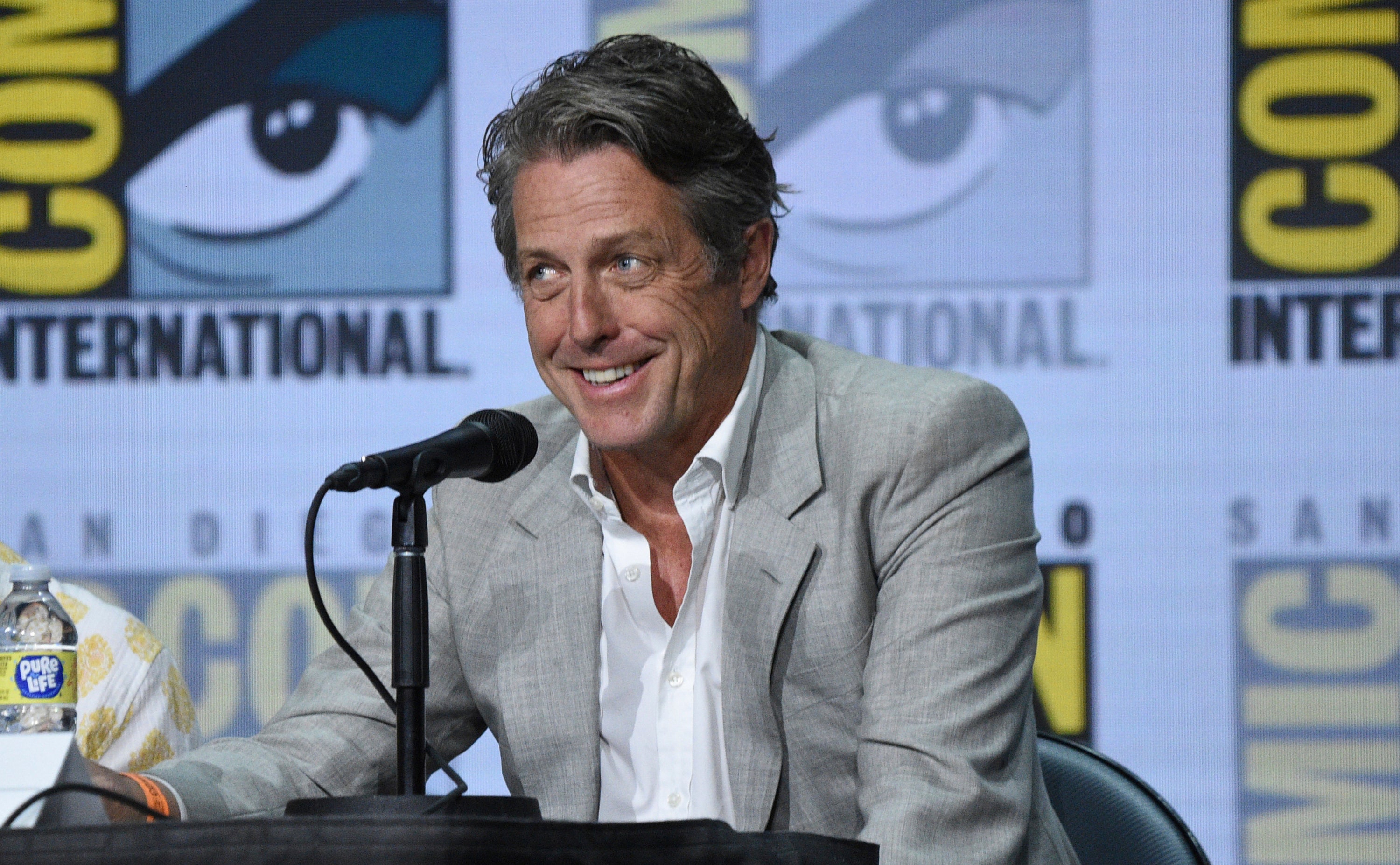 Hugh Grant spoke during a panel for ‘Dungeons and Dragons: Honor Among Thieves’ on day one of the international festival (Richard Shotwell/AP)