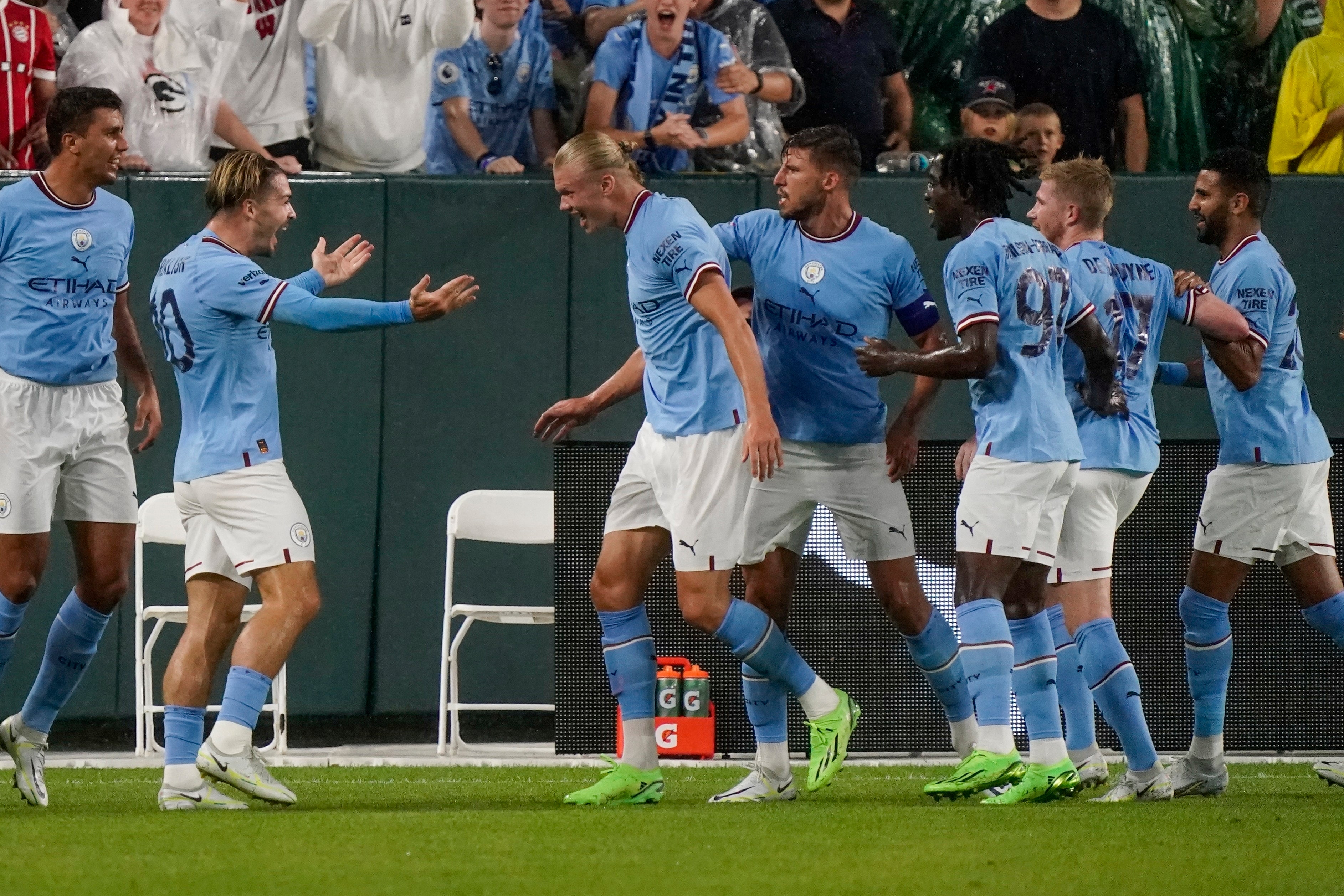 New Manchester City signing Erling Haaland scored on his first appearance for the club in a friendly against Bayern Munich in the United States (Morry Gash/AP)