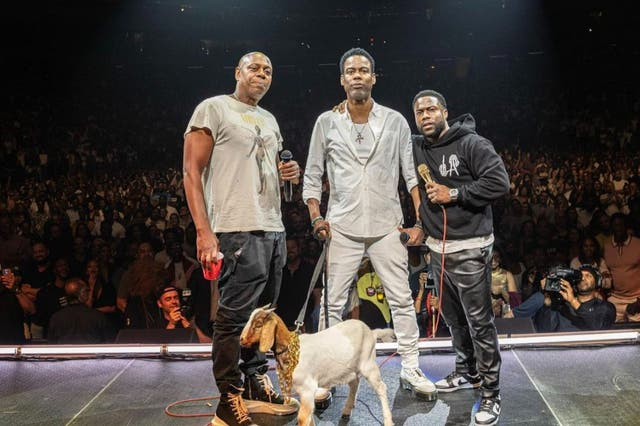 <p>From L-R: Dave Chappelle, Chris Rock and Kevin Hart</p>