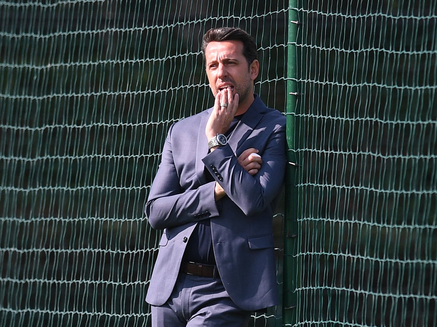 Edu watches Arsenal training at London Colney