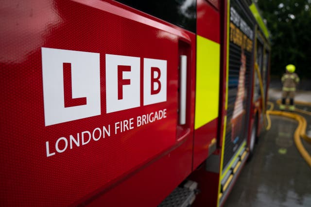 An London Fire Brigade logo from the side of a fire engine at a Fire station in East London (Aaron Chown/PA)