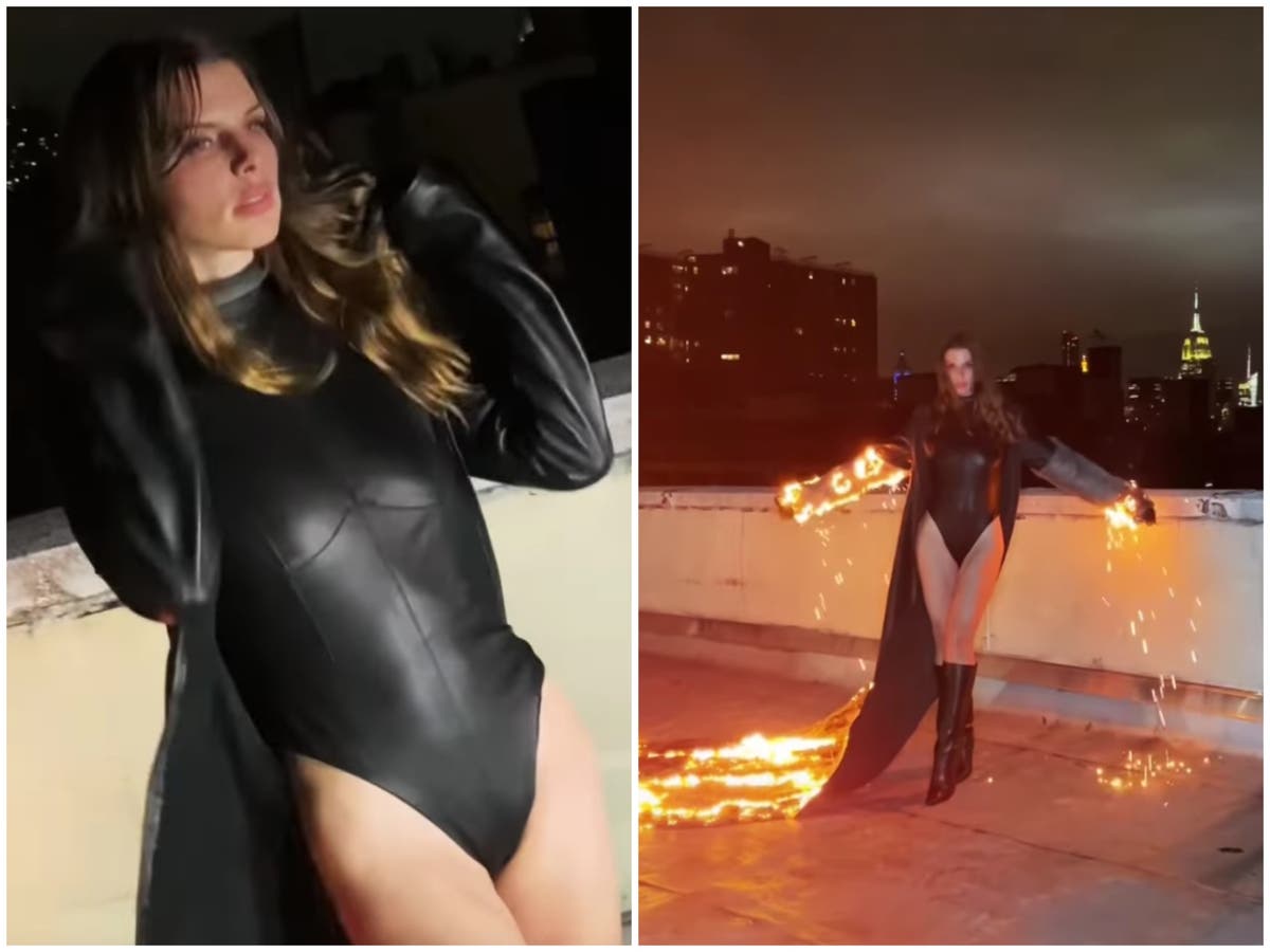 Julia Fox says her &lsquo;son was conceived&rsquo; on rooftop as she demonstrates pyro coat