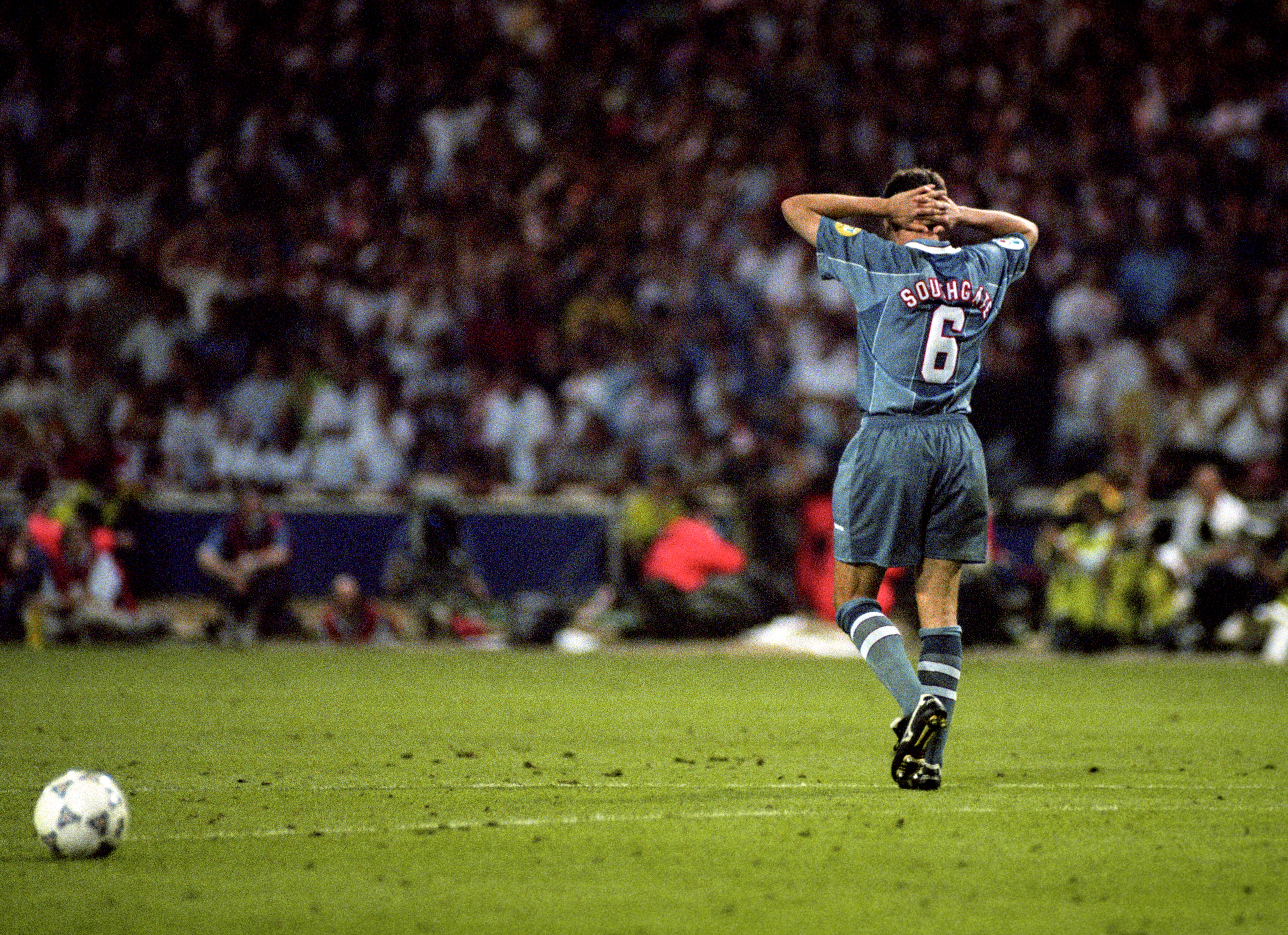 Gareth Southgate walks away after his penalty was saved against Germany (Neil Munns/PA)