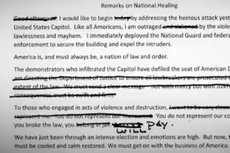 Trump cut call to prosecute Capitol rioters from Jan 7 speech draft, new video shows