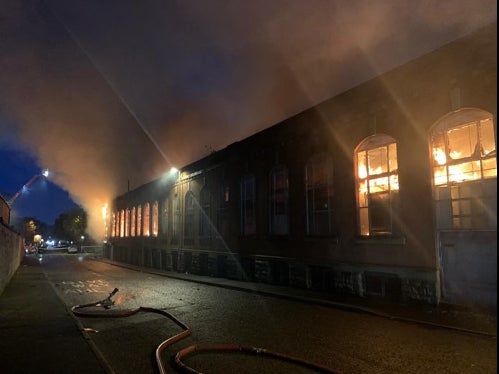 No one was believed to be in the warehouse at the time of the fire
