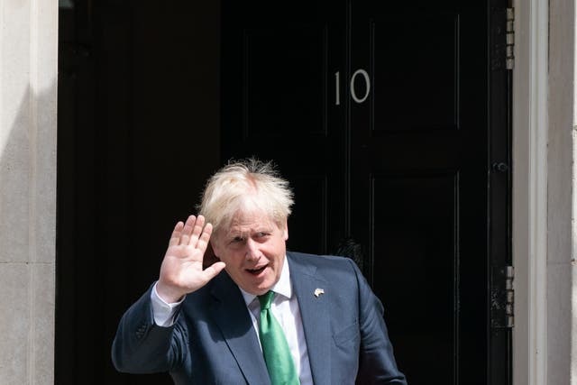 Prime Minister Boris Johnson departs 10 Downing Street, Westminster, London, to attend his penultimate Prime Minister’s Questions at the Houses of Parliament. Picture date: Wednesday July 13, 2022 (Dominic Lipinski/PA)