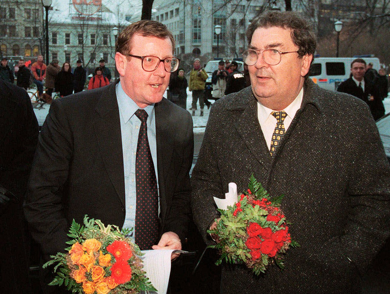 David Trimble and John Hume in Oslo to accept the Nobel Peace Prize