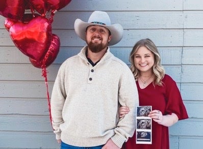 Kailee DeSpain and her husband announcing their pregnancy in February
