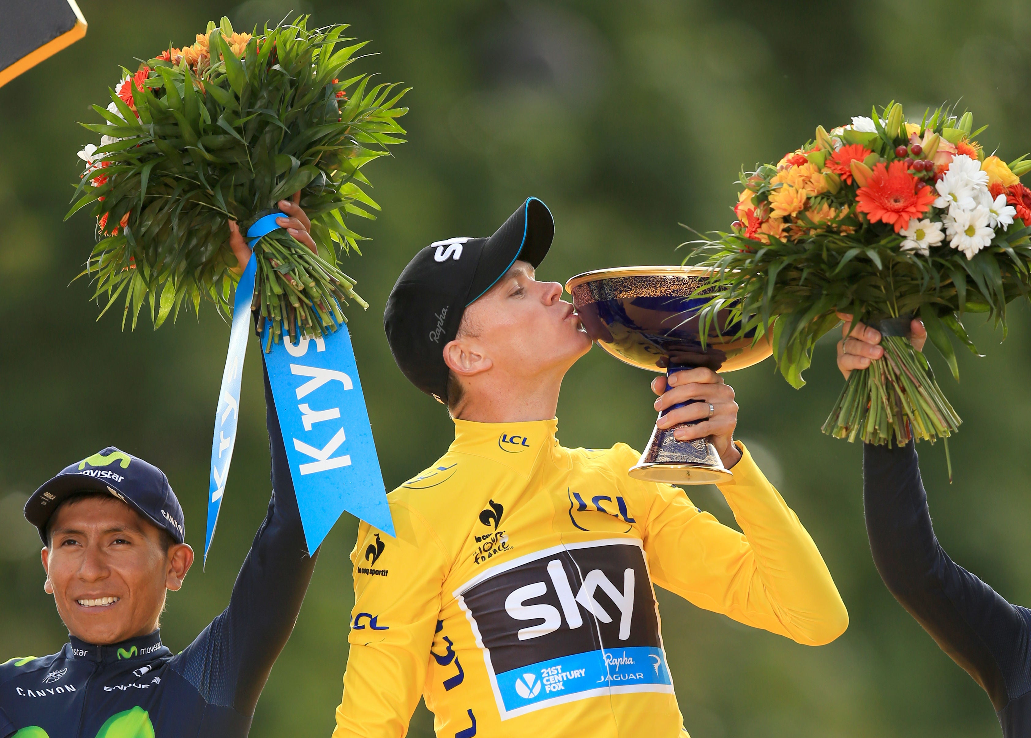 Chris Froome celebrates winning the 2015 Tour de France (Mike Egerton/PA)
