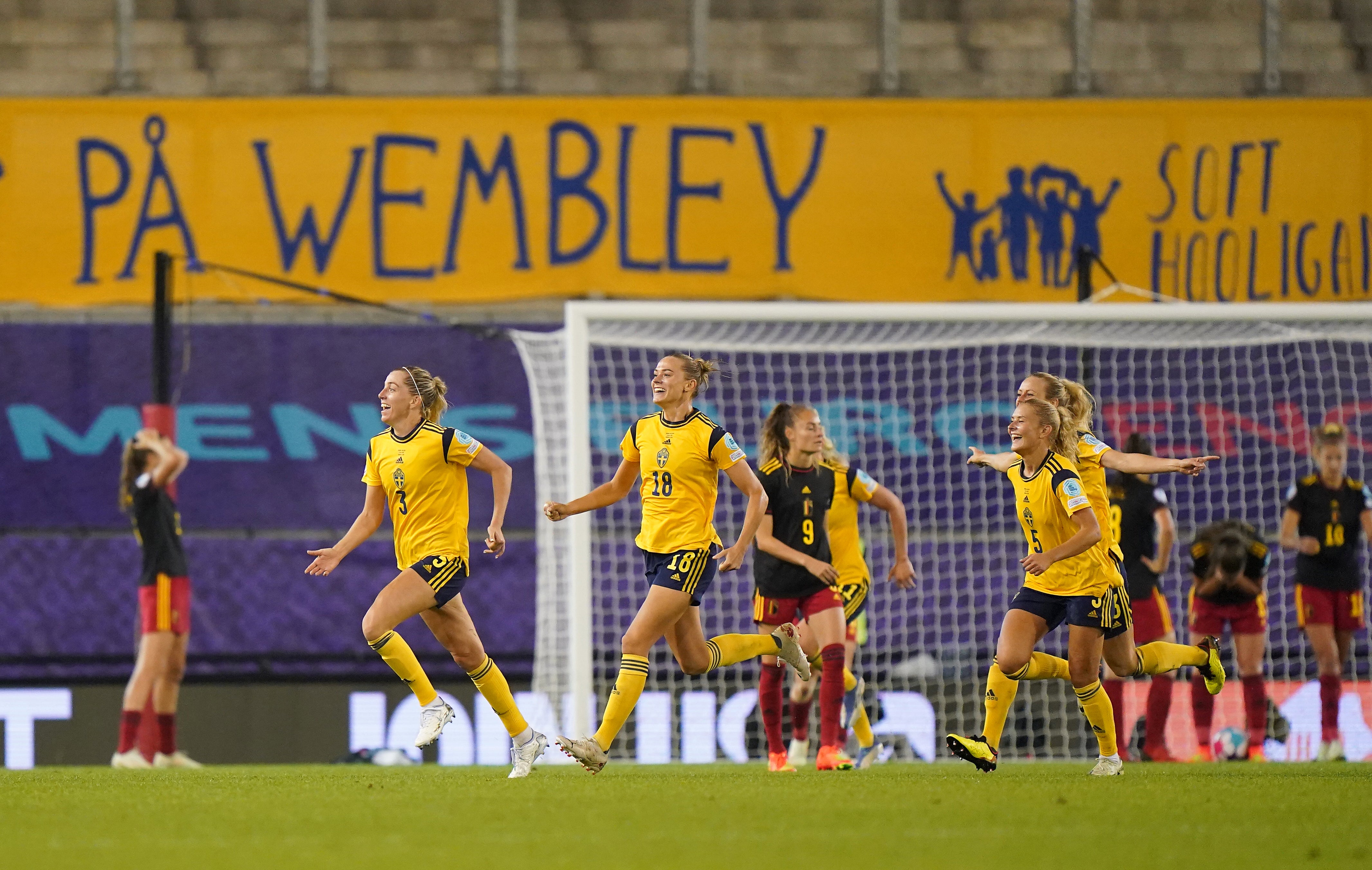 Linda Sembrant, left, scored against Belgium and has been part of a solid Swedish defence (Tim Goode/PA)