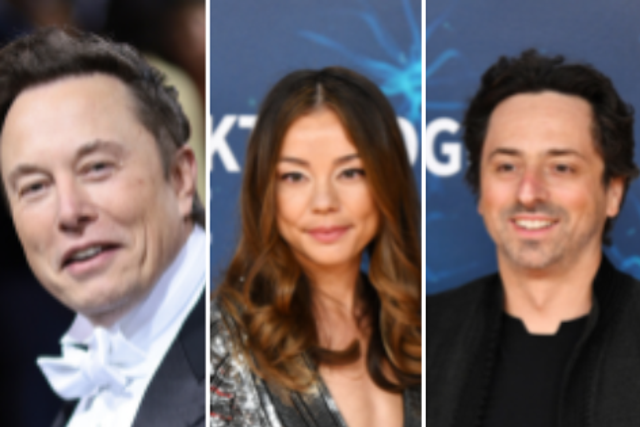 <p>Elon Musk, Nicole Shanahan and Sergey Brin </p>