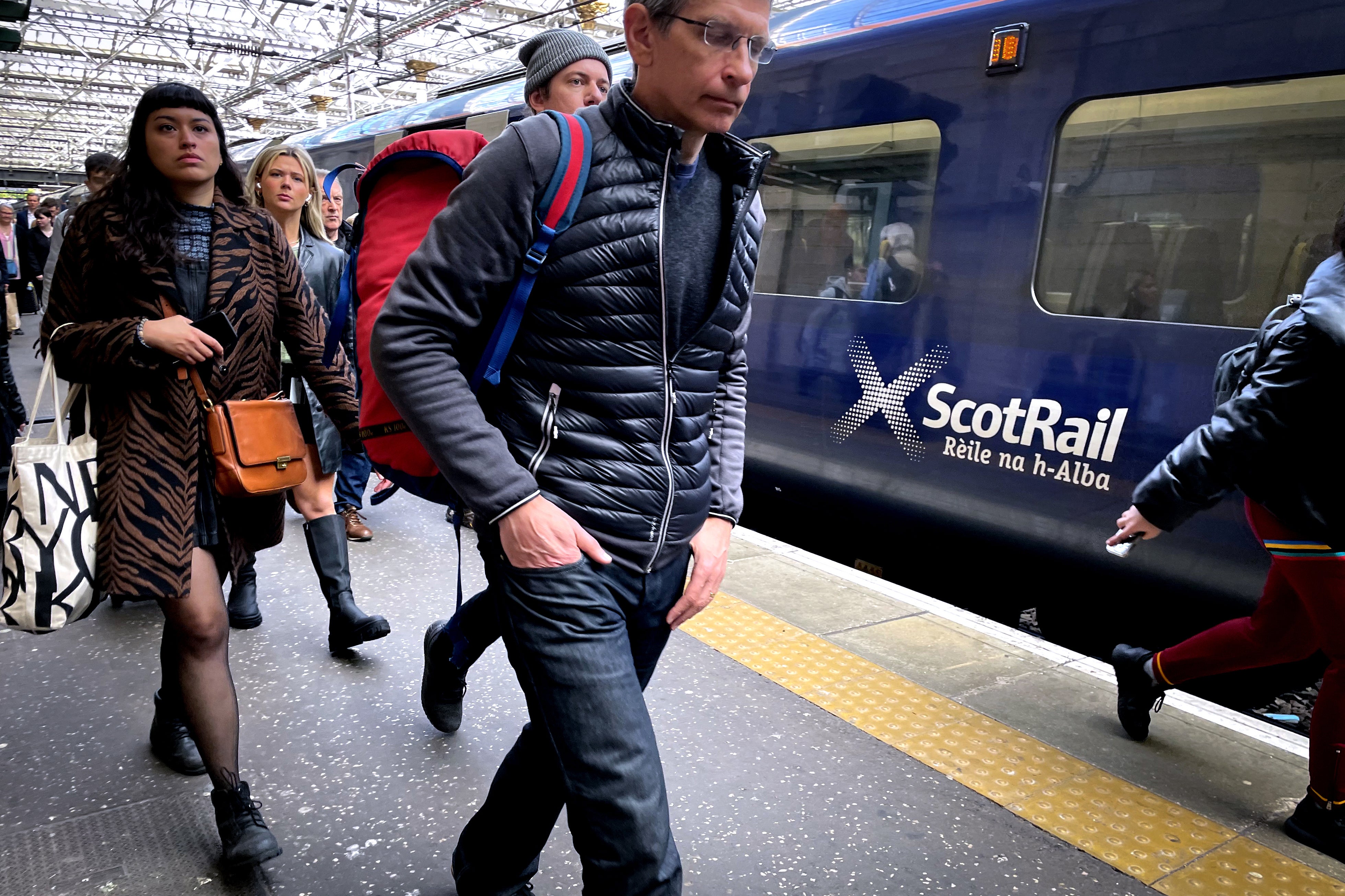 Fewer than one in 10 ScotRail services will run on Wednesday as a result of a strike by Network Rail staff, the train operator said. (Jane Barlow/PA)