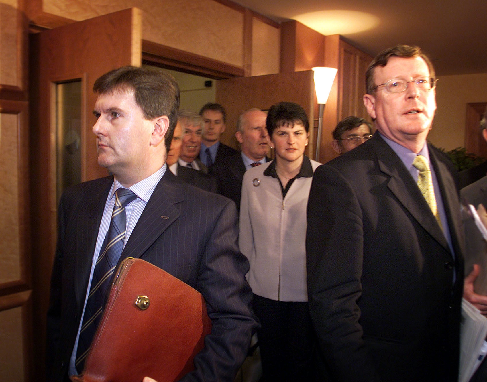 Sir Jeffrey Donaldson, left, quit the UUP, led by David Trimble, in 1993 (Paul Faith/PA)