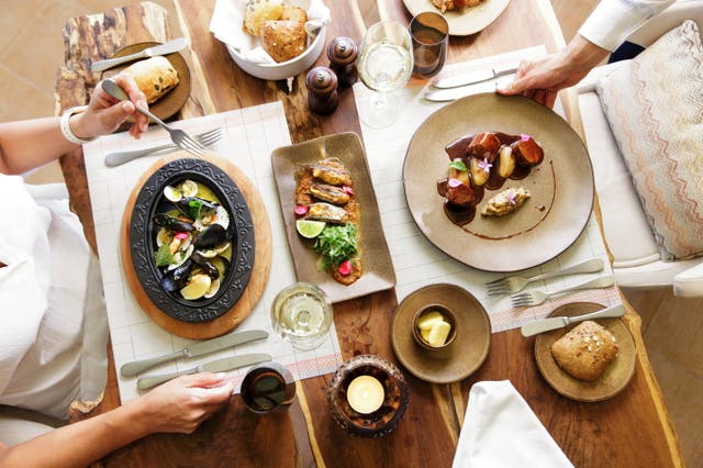 <p>Food at Kerkyra Restaurant, Ikos Dassia resort, Corfu</p>