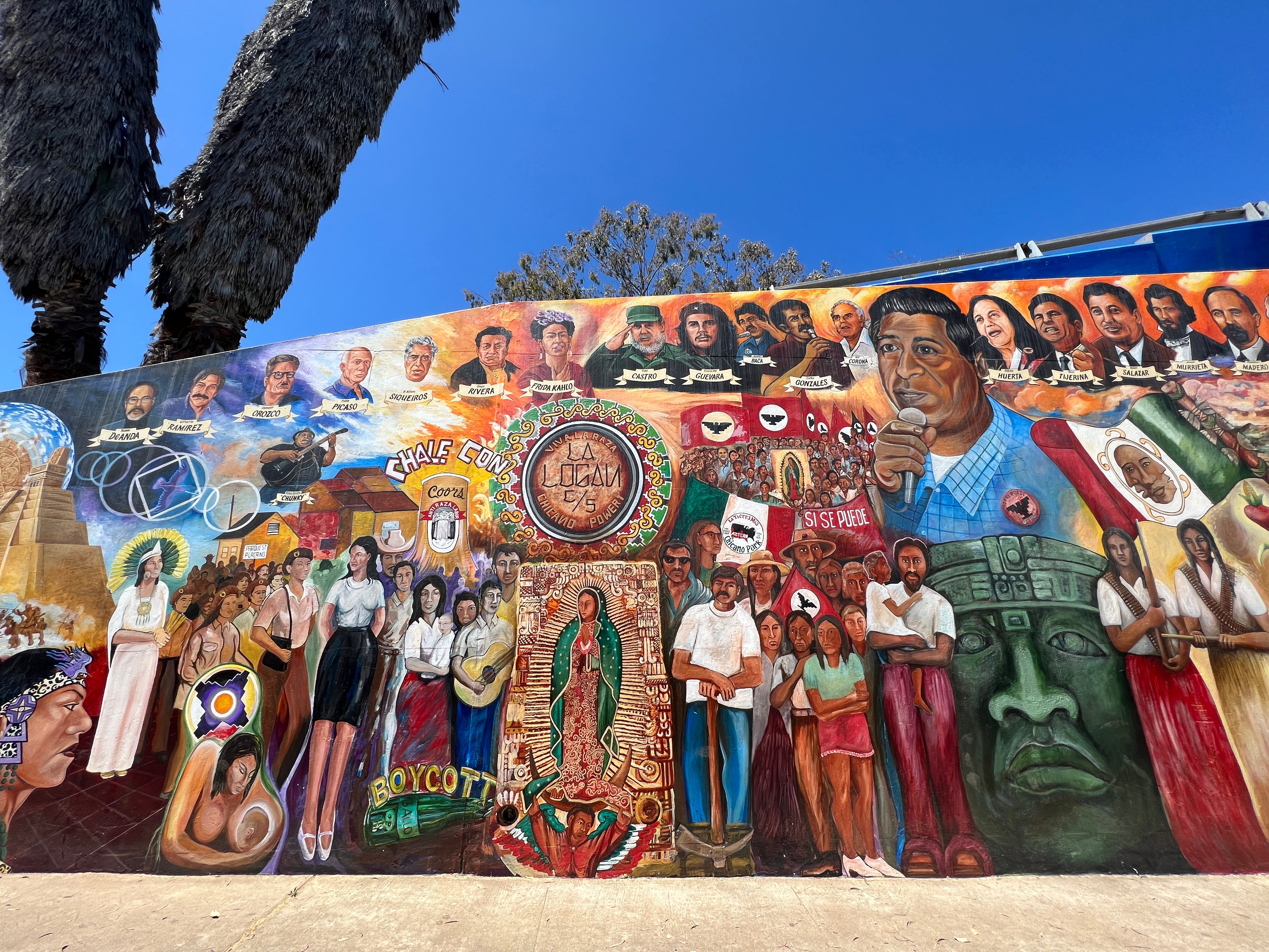 Chicano Park in San Diego is filled with murals about Hispanic and Chicano struggles for equality