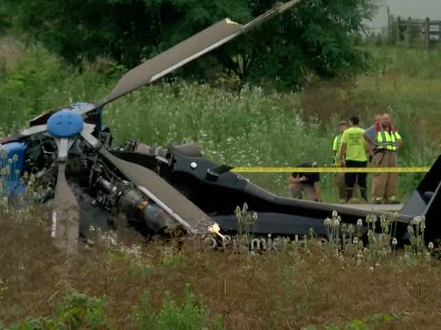 <p>Un helicóptero médico cayó mientras respondía a un accidente automovilístico fatal</p>