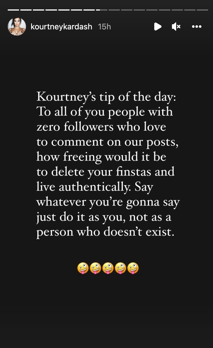 Kourtney Kardashian calls out anonymous trolls on Instagram