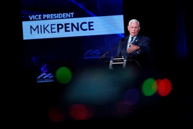 <p>Former Vice President Mike Pence speaks at the Young America's Foundation's National Conservative Student Conference, Tuesday, July 26, 2022, in Washington</p>
