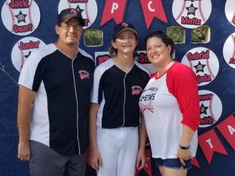 Although he has made some progress and is now breathing on his own, the future is uncertain for Caleb (pictured with his parents), his family said