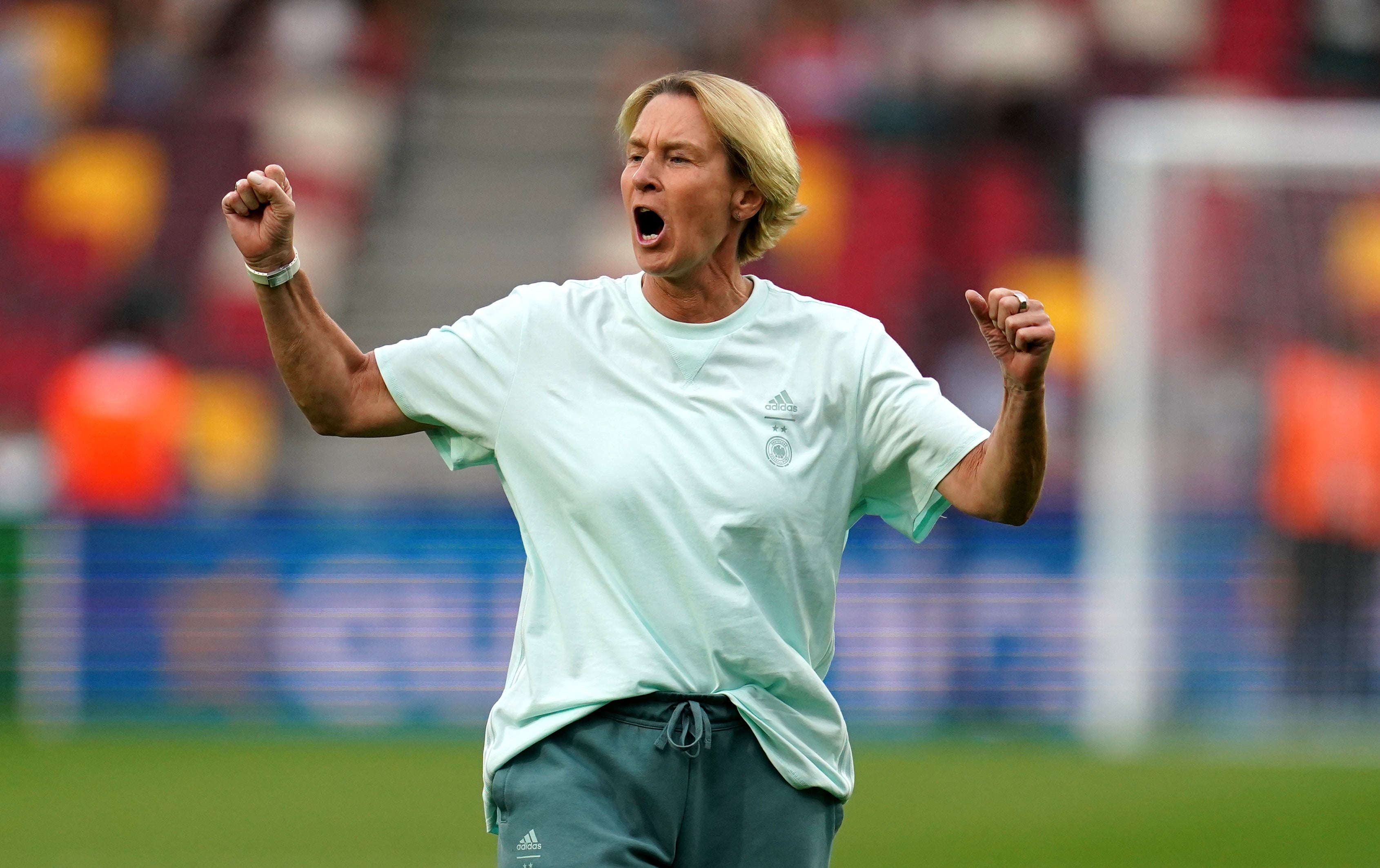 Germany head coach Martina Voss-Tecklenburg won the European Championship four times as a player (Nick Potts/PA)