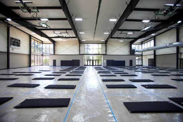 <p>Beds are laid out in a cooling center at the Charles Jordan Community Center in Portland, Oregon on Tuesday, July 26, 2022 as a heatwave struck the region </p>