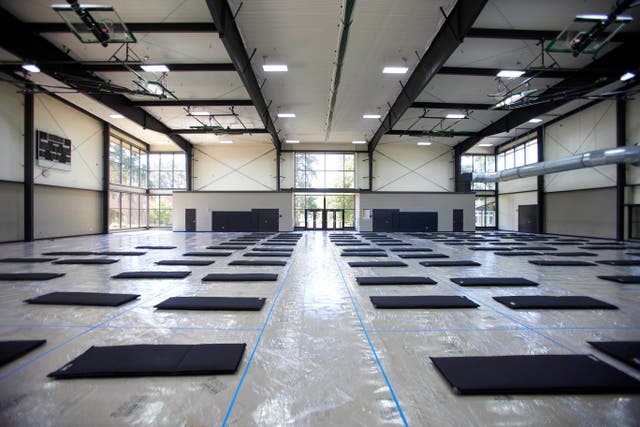 <p>Beds are laid out in a cooling center at the Charles Jordan Community Center in Portland, Oregon on Tuesday, July 26, 2022 as a heatwave struck the region </p>