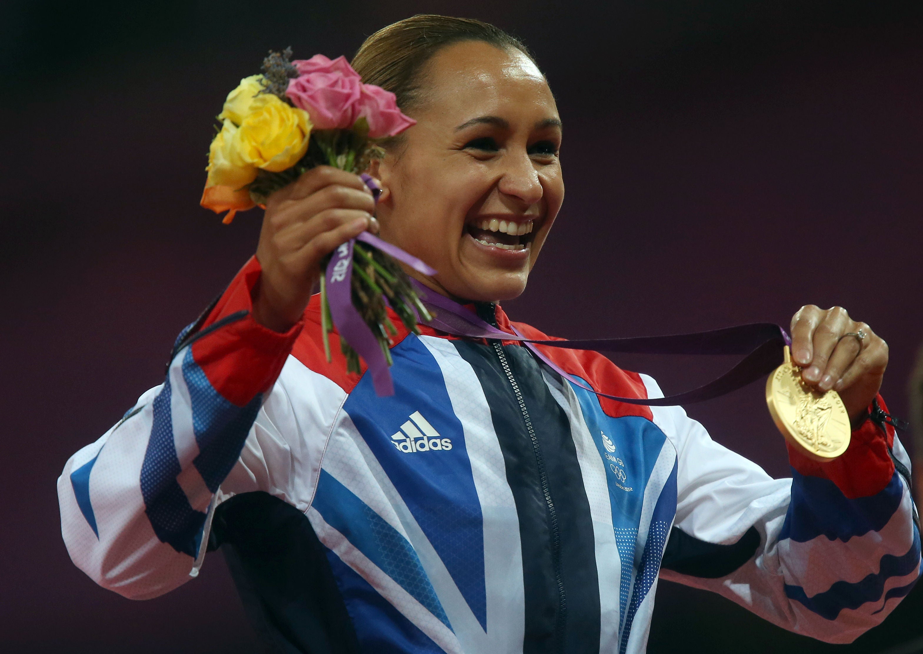 Jessica Ennis celebrated winning gold in the heptathlon at the Olympic Stadium (Dave Thompson/PA)