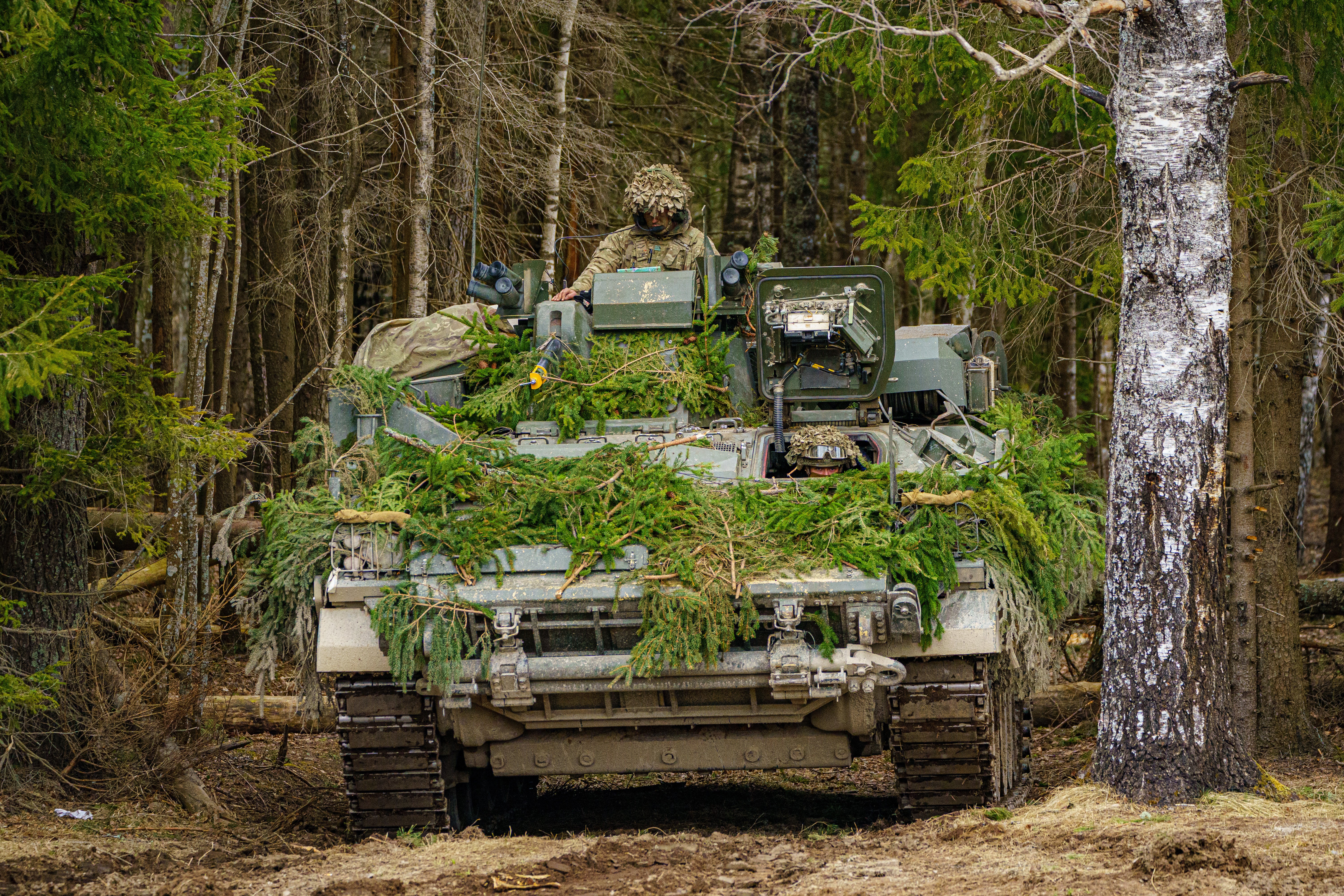British soldiers on manoeuvres in the Tapa central military training area in Estonia during a Nato exercise (PA)
