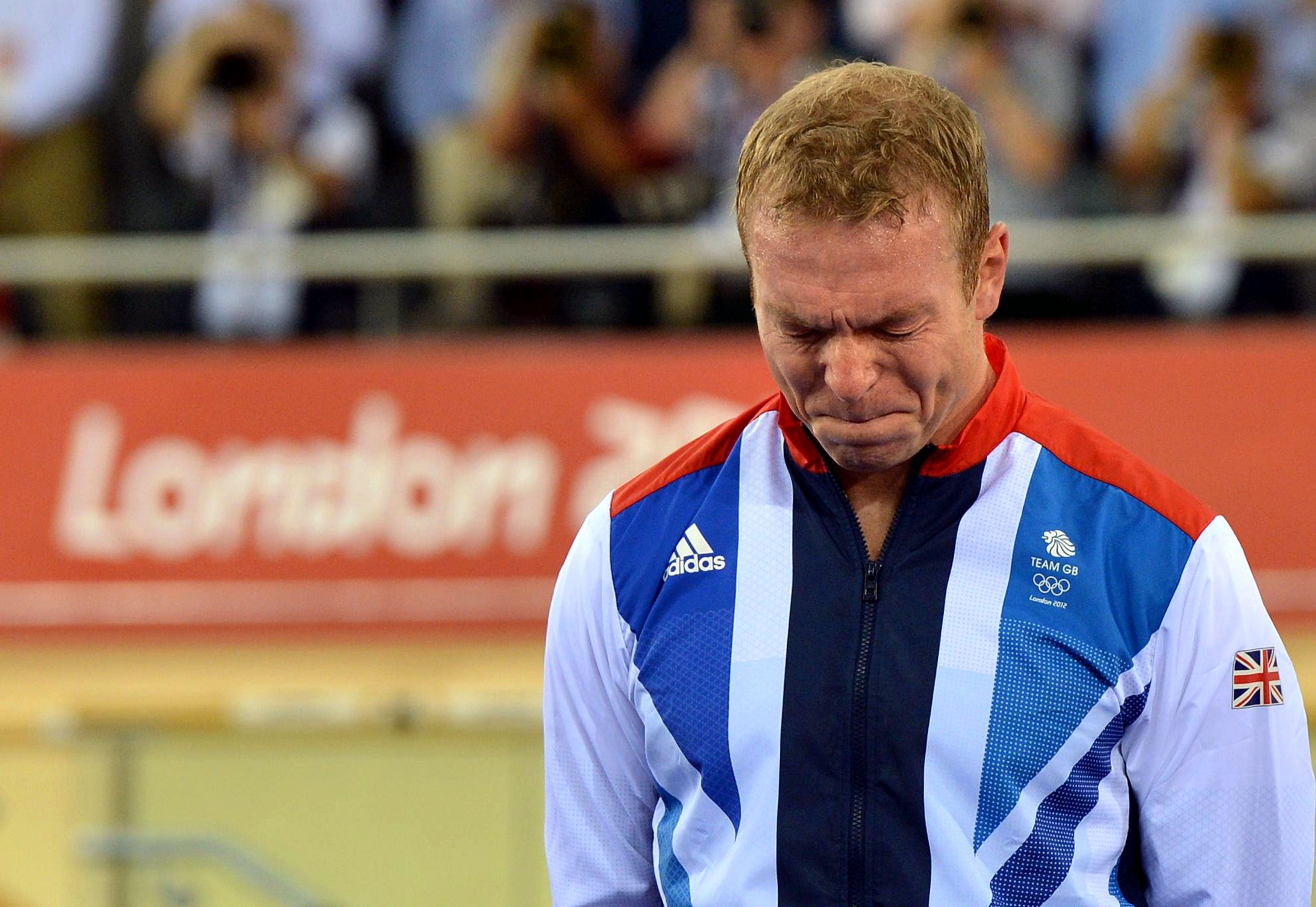 Chris Hoy became emotional after winning gold in the men’s keirin (John Giles/PA)