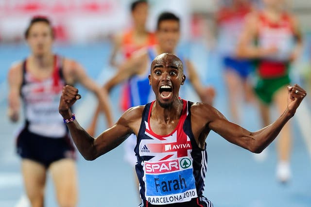 Great Britain’s Mo Farah wins the 10,000 metres final in Barcelona (John Giles/PA)