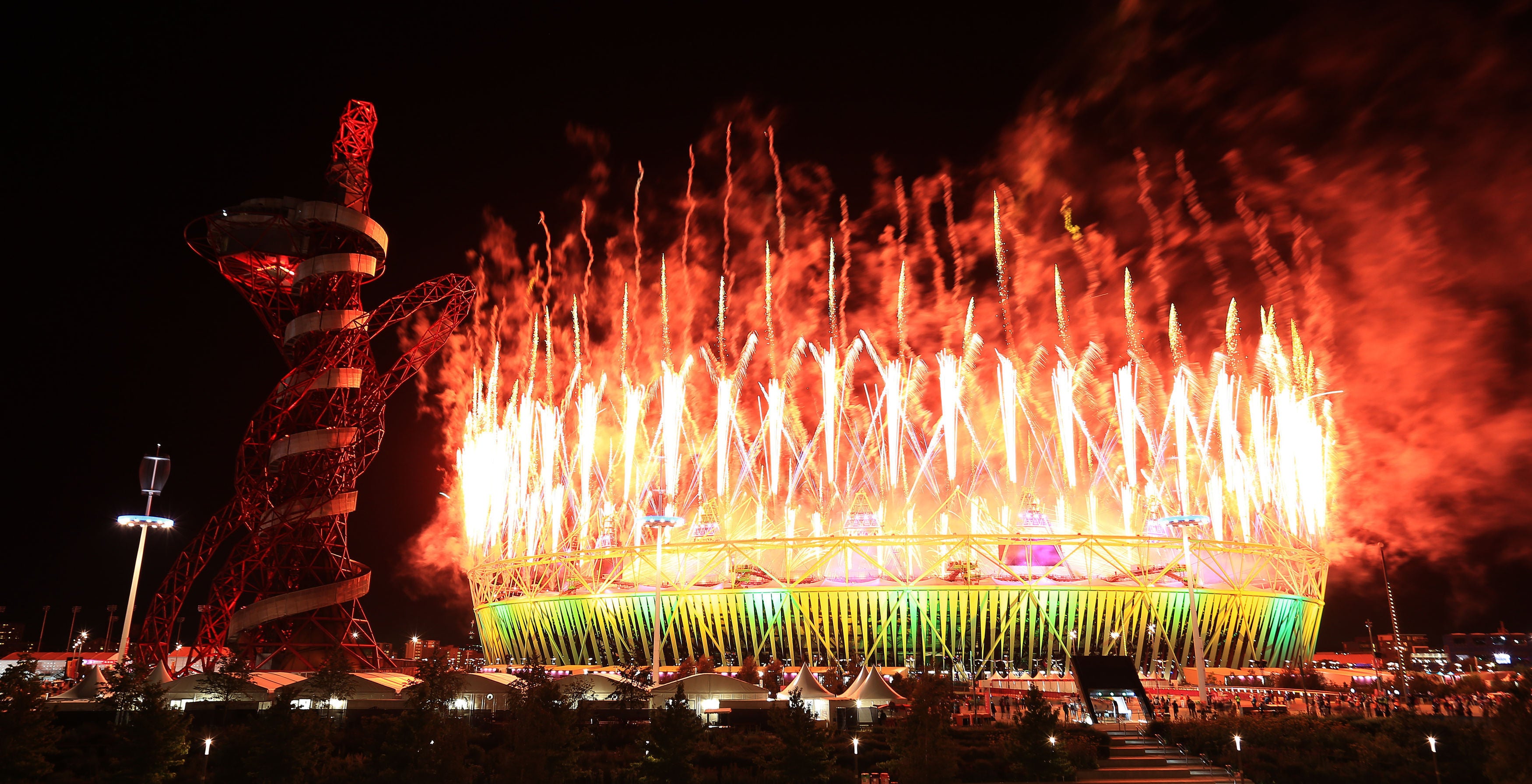 Fireworks over the Olympic Stadium and Orbit marked the end of the closing ceremony (Mike Egerton/PA)