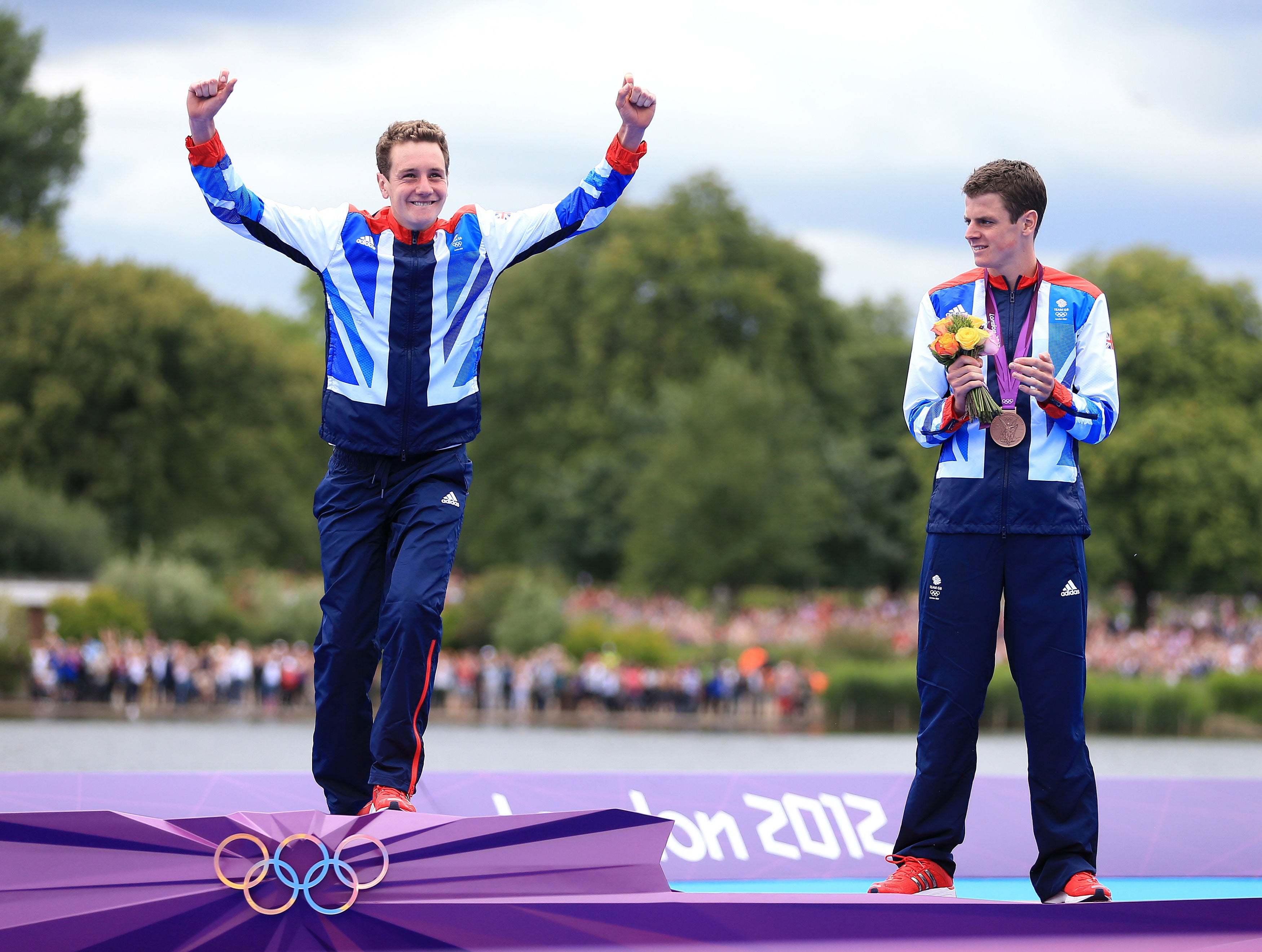 Alistair Brownlee (left) celebrated triathlon gold as brother Jonny claimed bronze (Mike Egerton/PA)