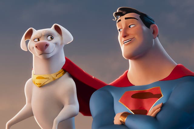 <p>Dwayne Johnson and John Krasinski as Krypto and Superman in ‘DC League of Super-Pets’ </p>
