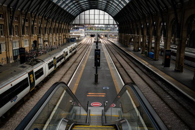 Train platforms at King’s Cross Station as union members take part in a fresh strike over jobs, pay and conditions (Aaron Chown/PA)