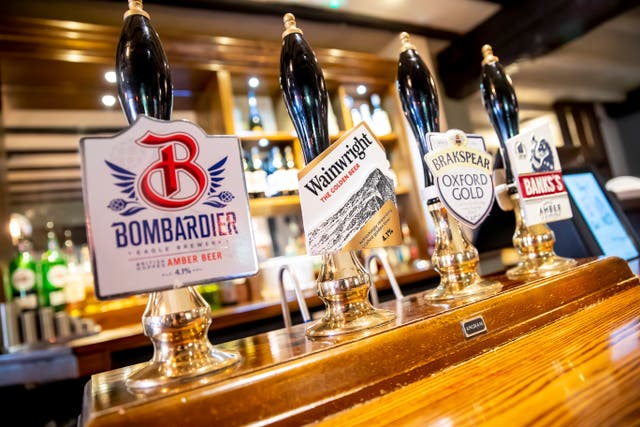 Pub group Marston’s has said food sales came under pressure in the recent heatwave as the searing temperatures saw people drink more and eat less (Marston’s/PA)