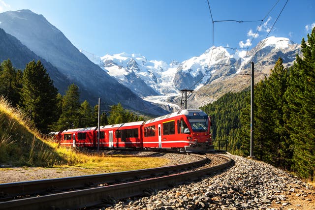 <p>Switzerland’s Bernina Express train</p>