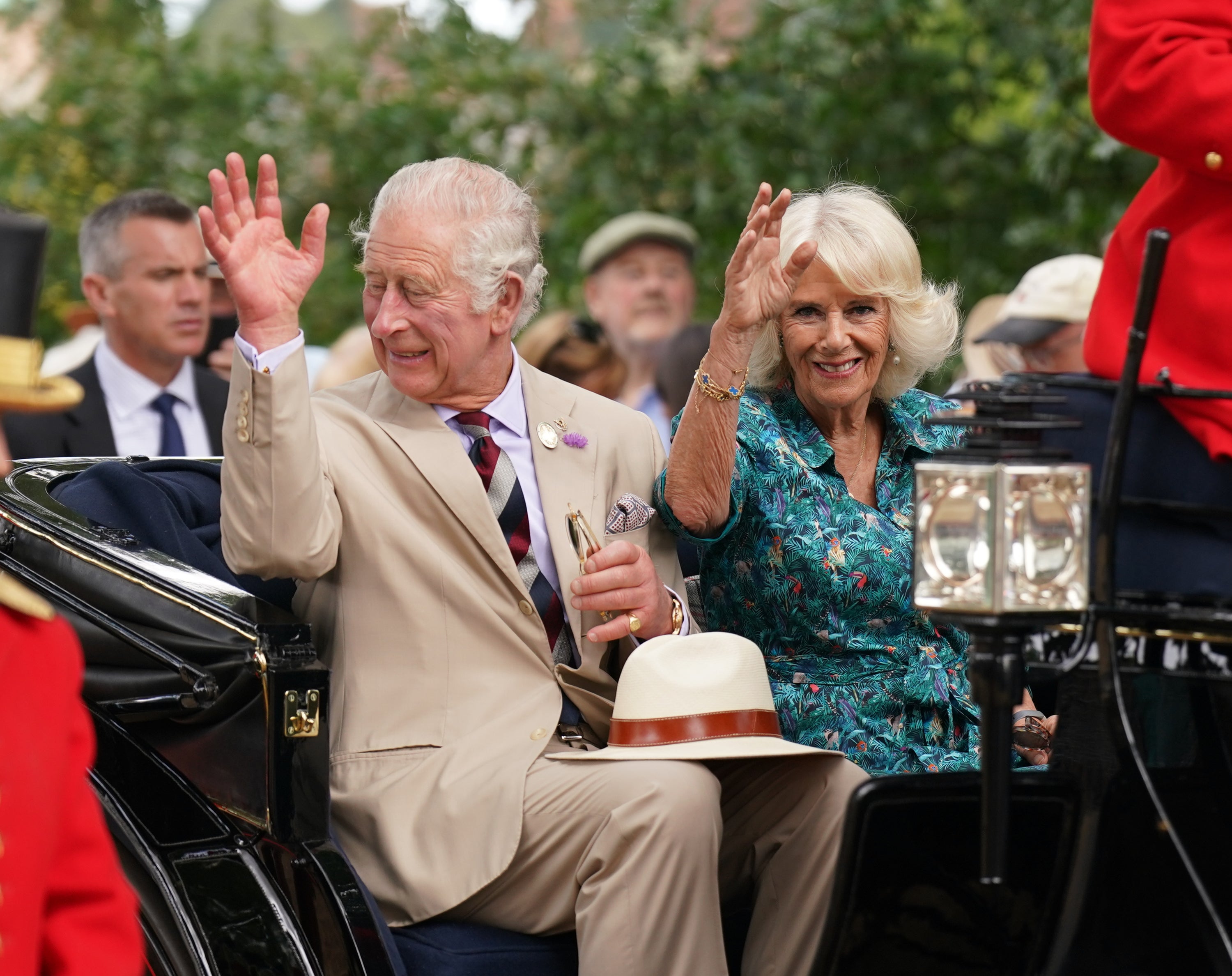 The royal visitors arrived in a horse-drawn carriage (Joe Giddens/PA)