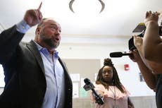 Alex Jones berates reporter as ‘pirate’ outside Sandy Hook trial
