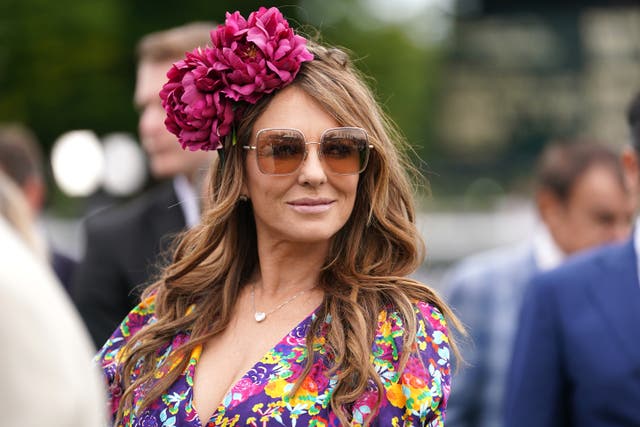 Elizabeth Hurley on day two of the Qatar Goodwood Festival 2022 at Goodwood Racecourse in Chichester (Adam Davy/PA)