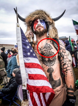 The New York Representative proceeded to show a picture of the self-proclaimed ‘‘Q-Anon Shaman’’ when he stormed the Capitol on Jan 6. The picture featured the man’s chest and his Valknot tattoo in the middle of it