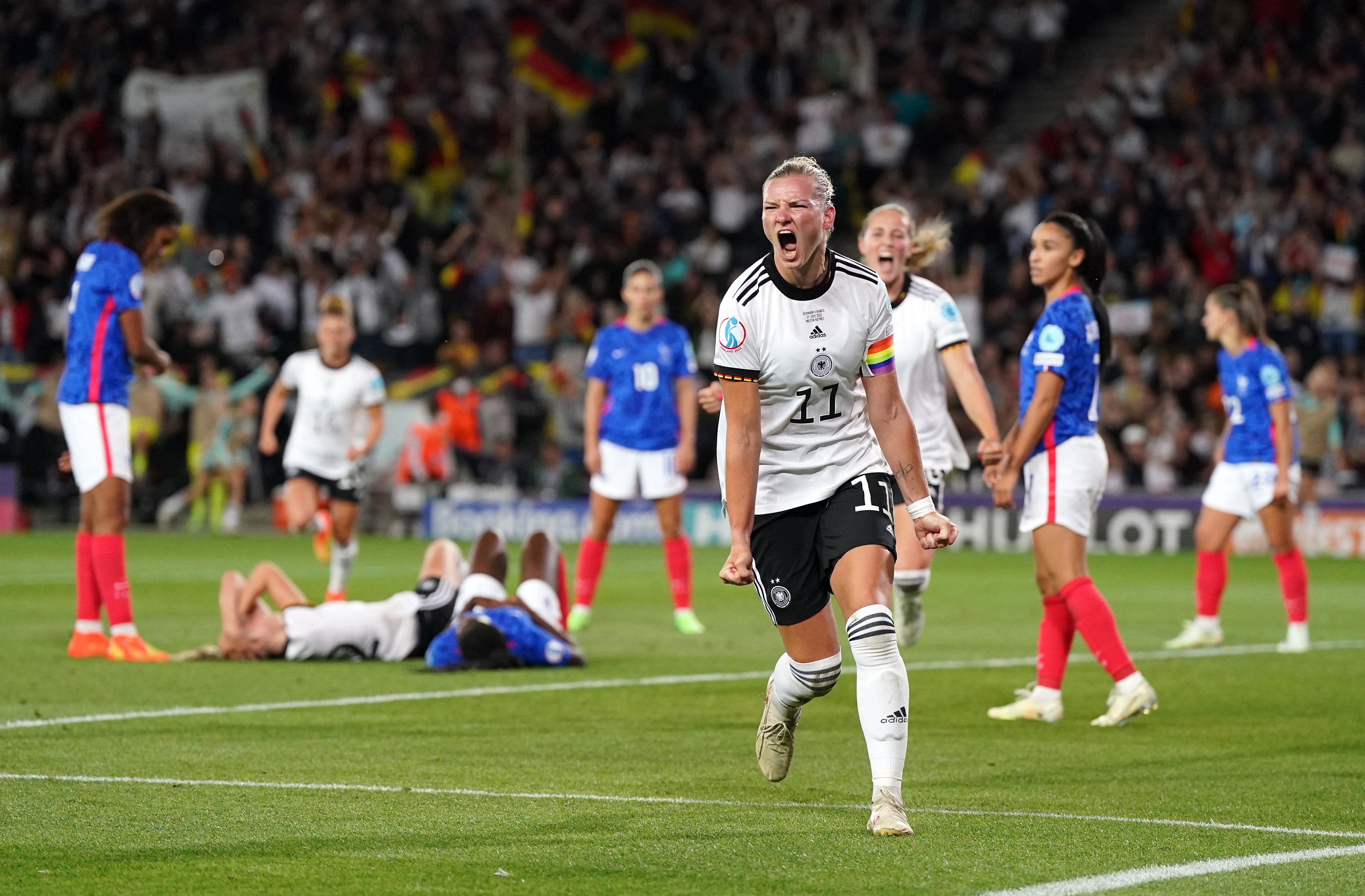 Alexandra Popp scored twice to propel Germany to the Euro 2022 final (Nick Potts/PA)